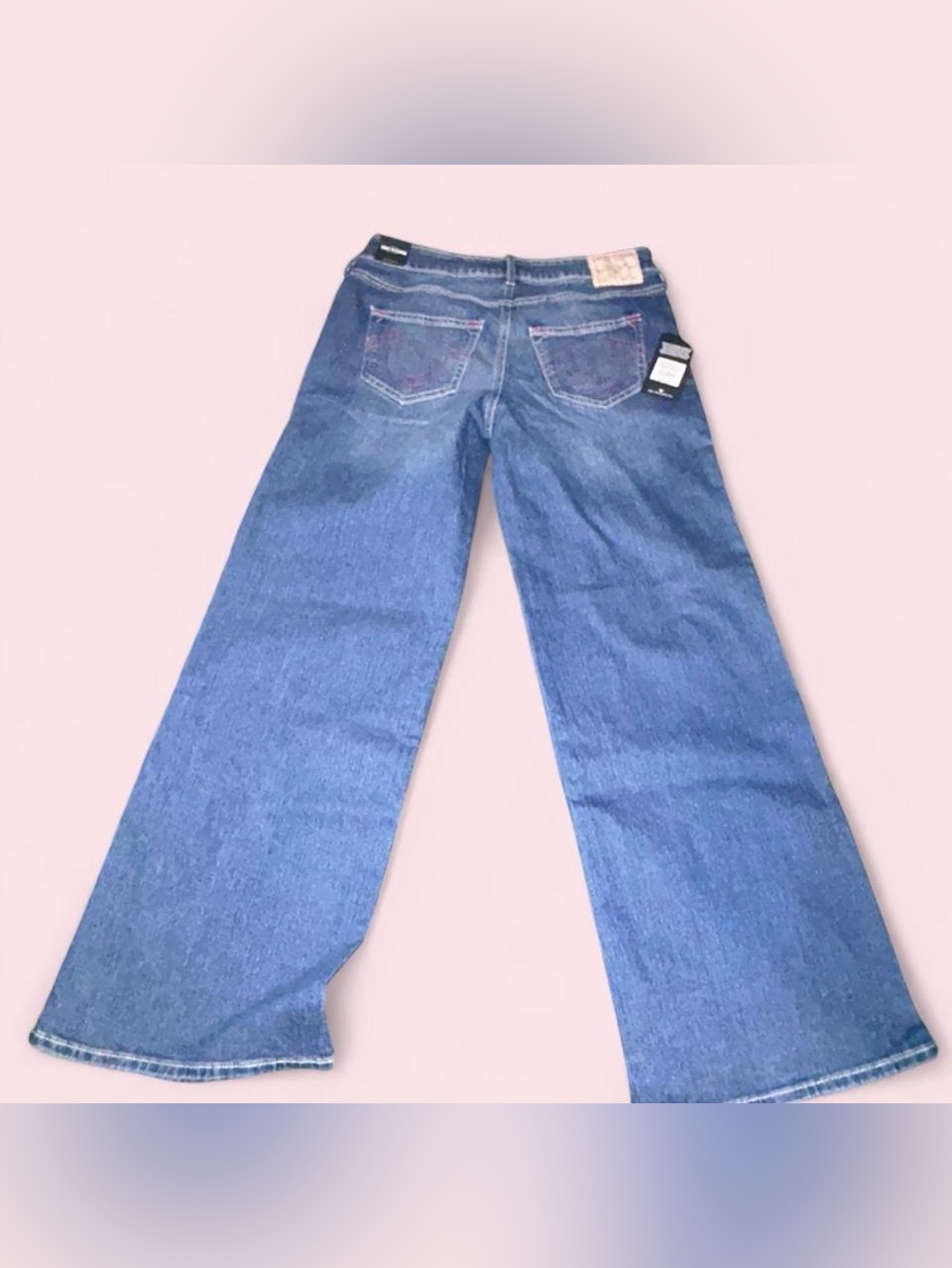 True Religion Women's Wide Leg Blue Denim Jeans